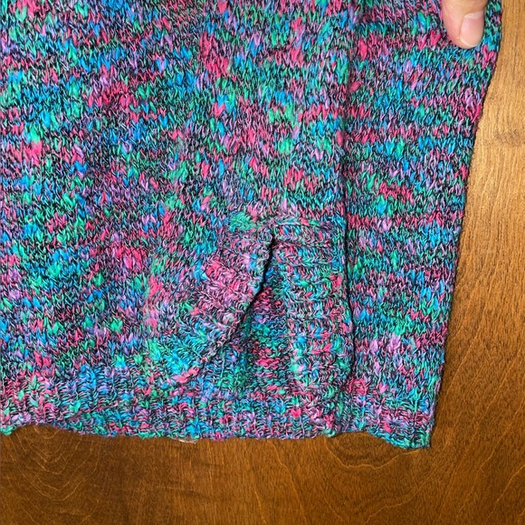 Vtg Ginénne Knit Sweater Vest Button up Sleeveless 80s Multicolor Women’s Large - Picture 3 of 8